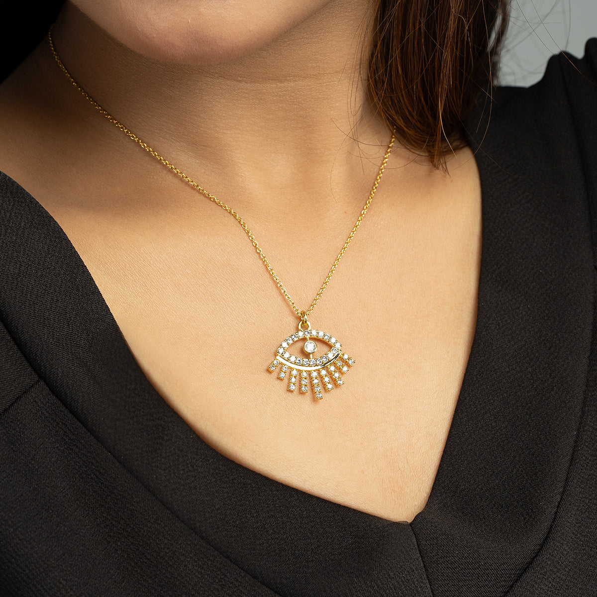 Minimal Gold Evil Eye Pendant - Gulban Signature
