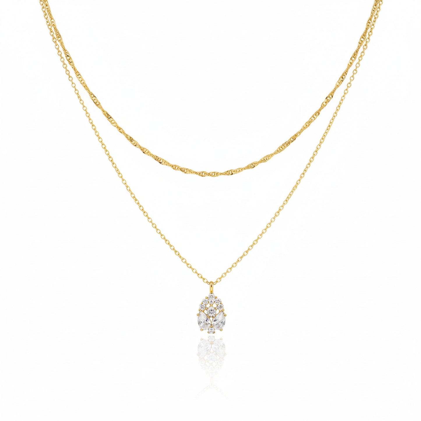 Stellar Flow Pendant Set with Golden Swirl Chain