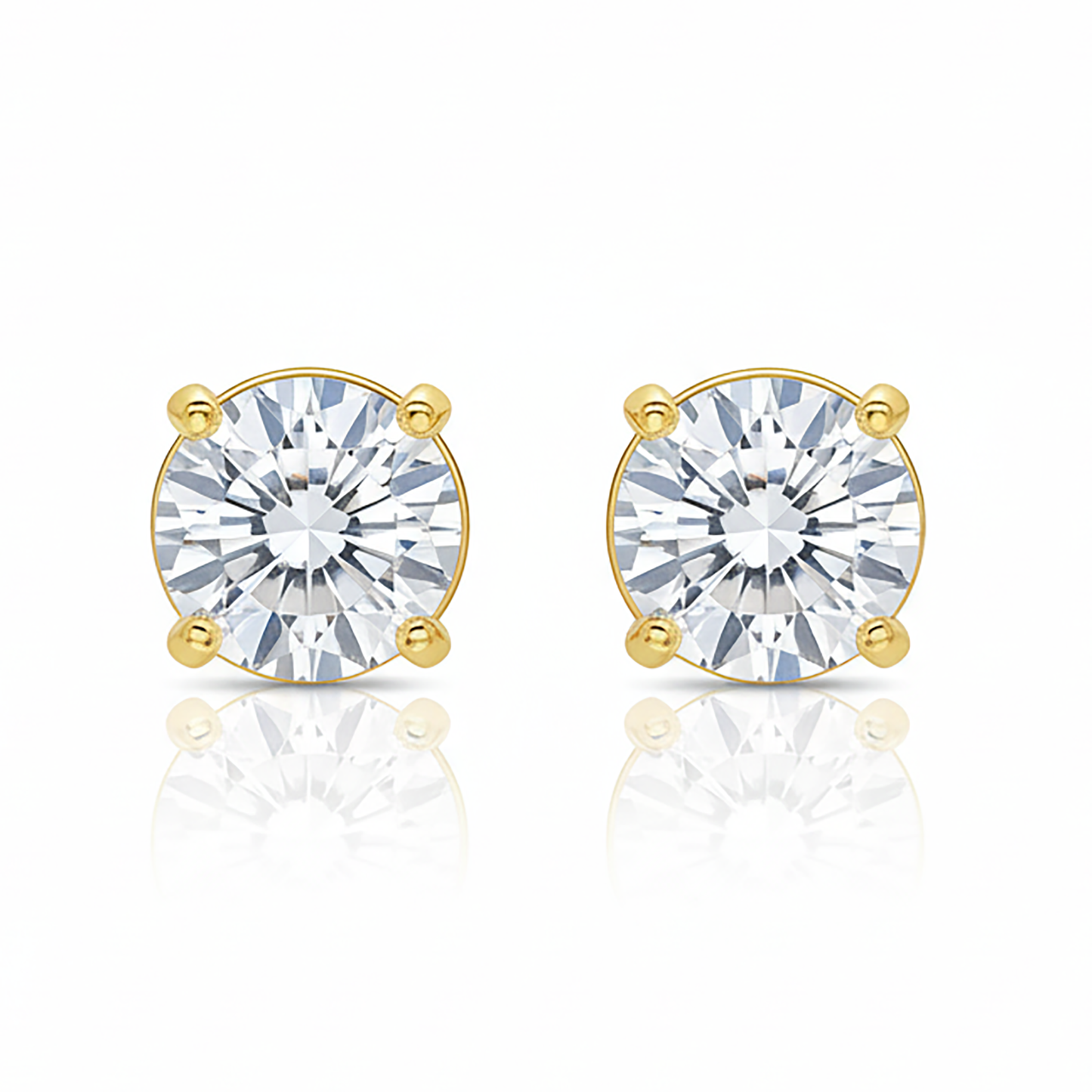 Gold earrings with clear gemstones on Gulban Demi Fine Jewellery