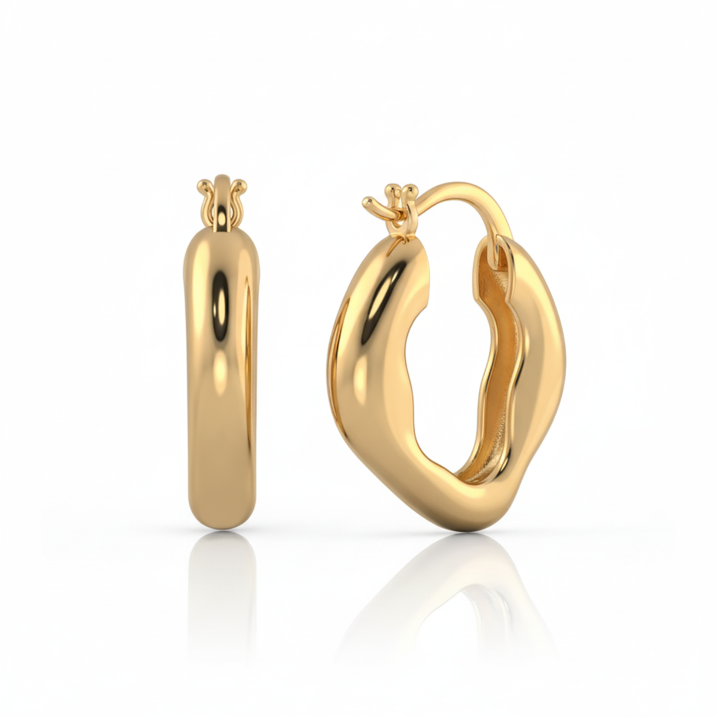 Gold hoop earrings on Gulban Demi Fine Jewellery