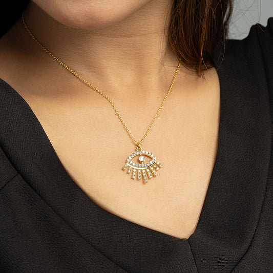 Minimal Gold Evil Eye Pendant - Gulban Signature
