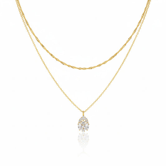 Stellar Flow Pendant Set with Golden Swirl Chain