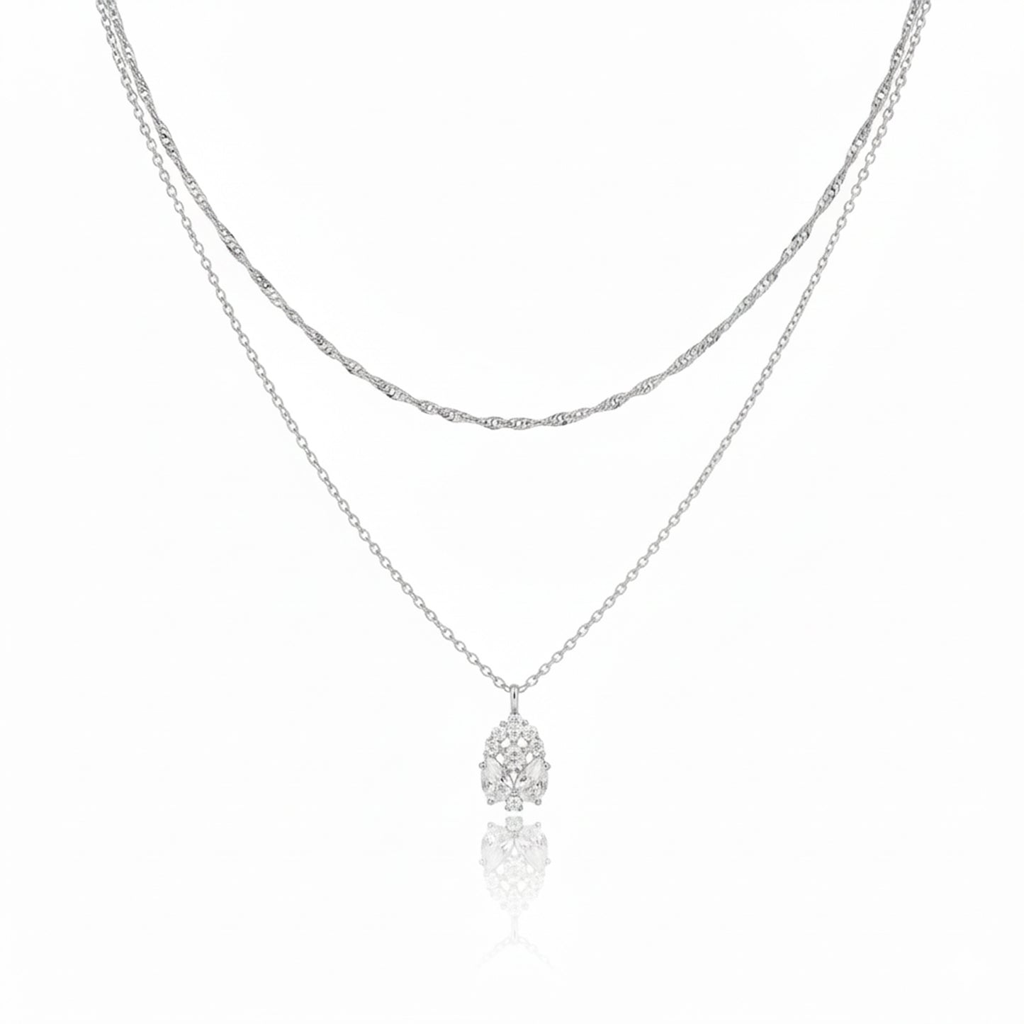 Stellar Flow Pendant Set with Silver Swirl Chain