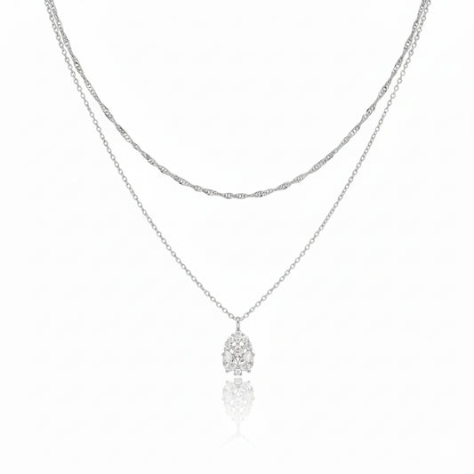 Stellar Flow Pendant Set with Silver Swirl Chain