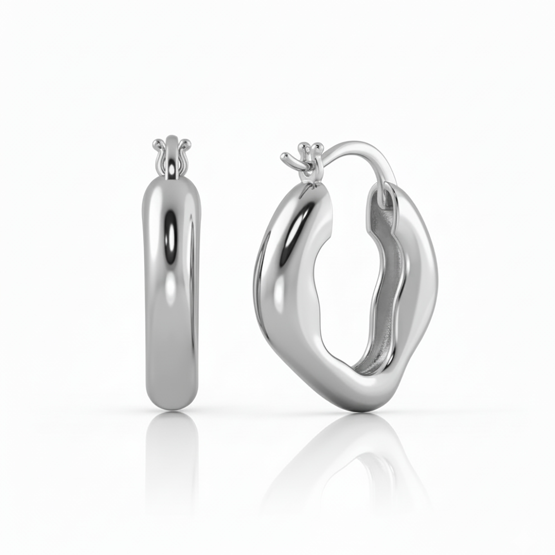Silver hoop earrings on Gulban Demi Fine Jewellery