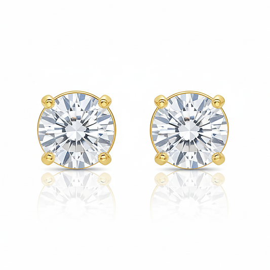 Gold earrings with clear gemstones on Gulban Demi Fine Jewellery