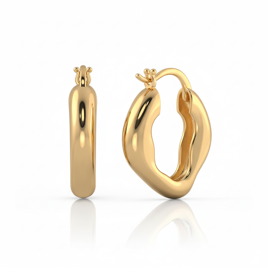 Gold hoop earrings on Gulban Demi Fine Jewellery