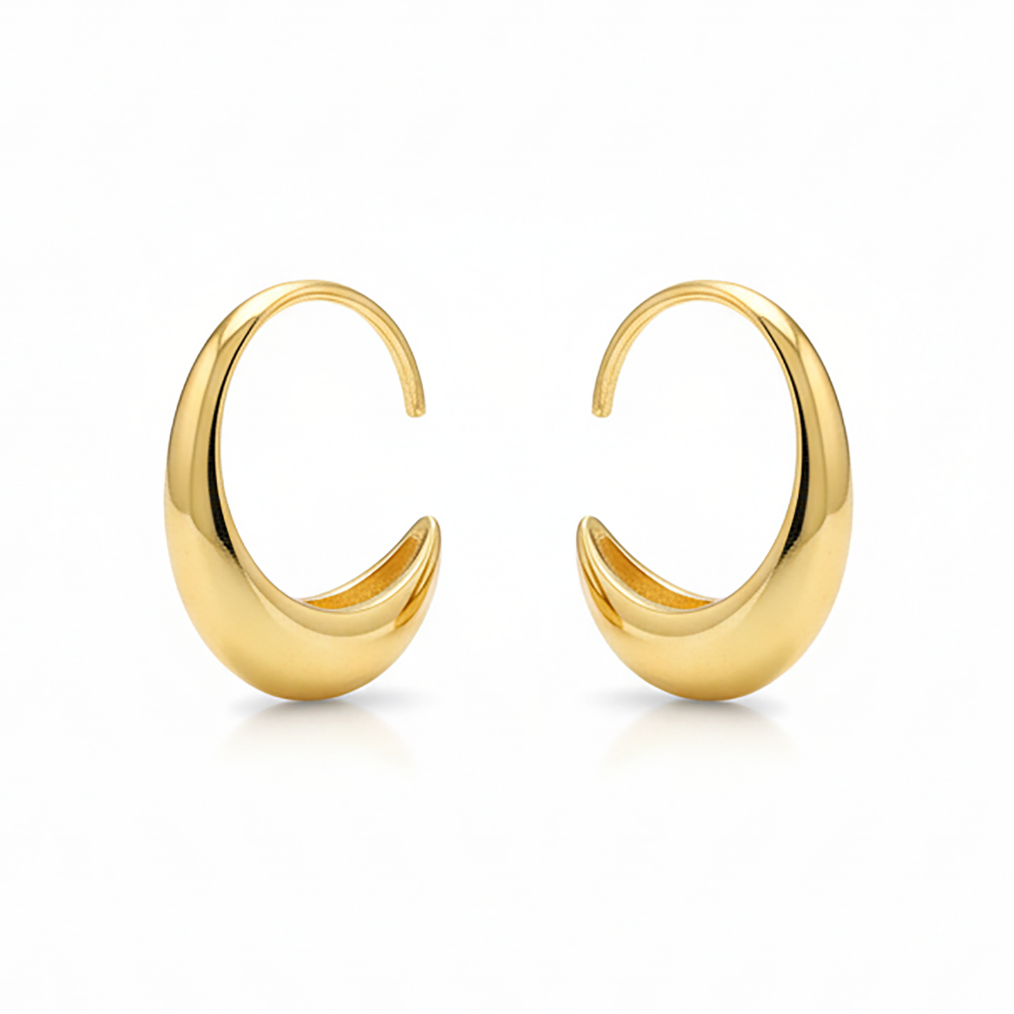 Pair of gold hoop earrings on Gulban Demi Fine Jewellery