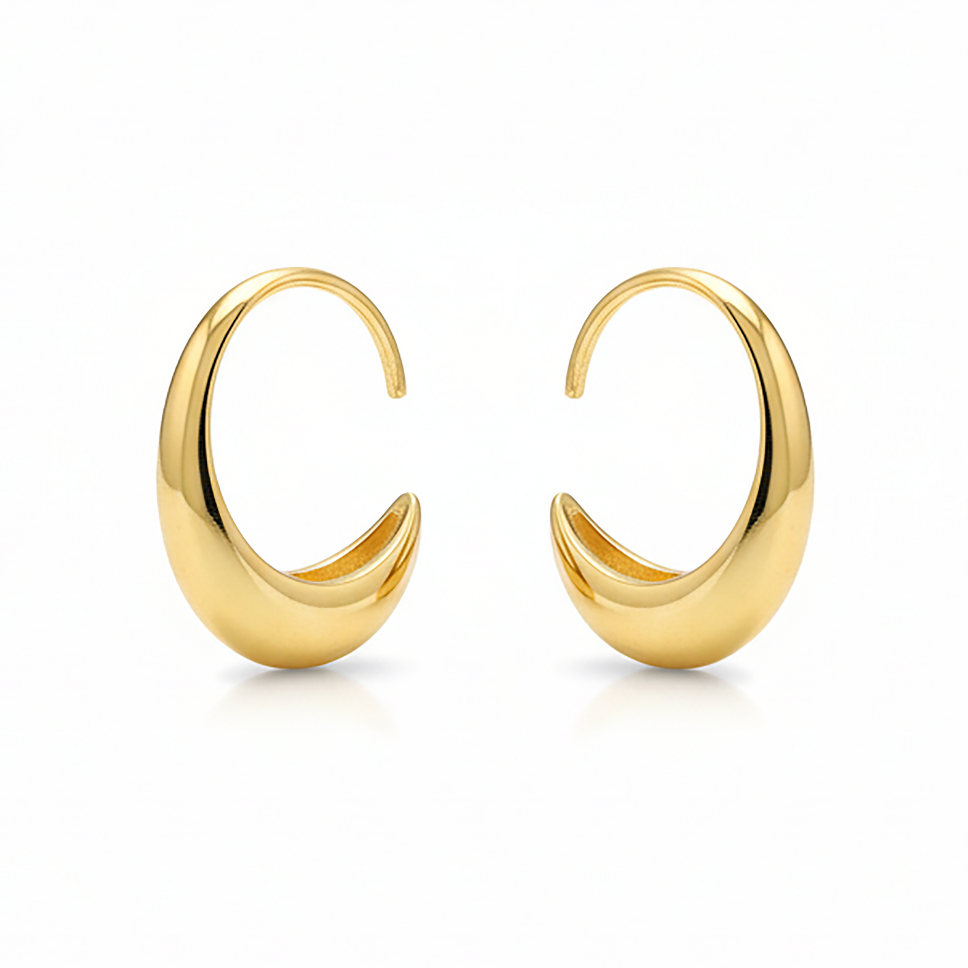 Pair of gold hoop earrings on Gulban Demi Fine Jewellery